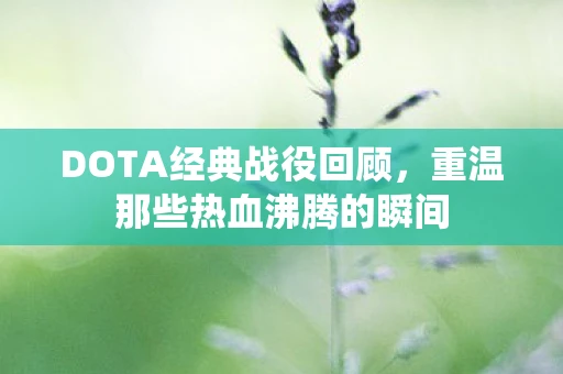 DOTA经典战役回顾，重温那些热血沸腾的瞬间