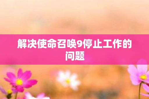 解决使命召唤9停止工作的问题