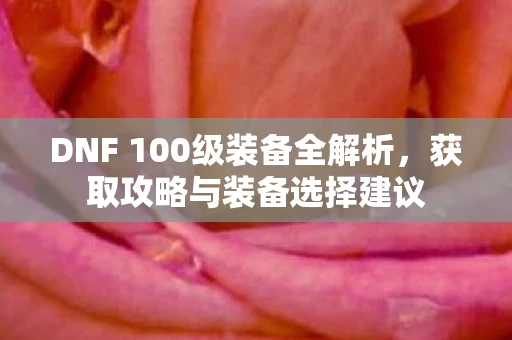 DNF 100级装备全解析，获取攻略与装备选择建议