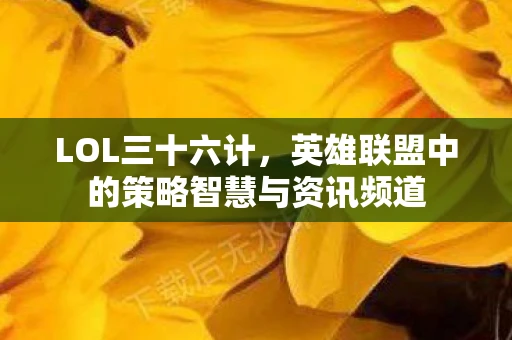 LOL三十六计，英雄联盟中的策略智慧与资讯频道