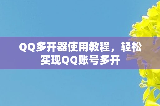 QQ多开器使用教程，轻松实现QQ账号多开