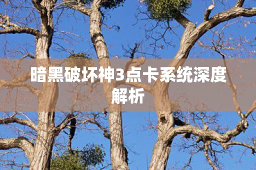 暗黑破坏神3点卡系统深度解析图片