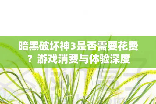 暗黑破坏神3是否需要花费图片