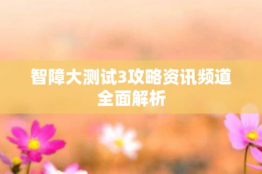 智障大测试3攻略资讯频道全面解析
