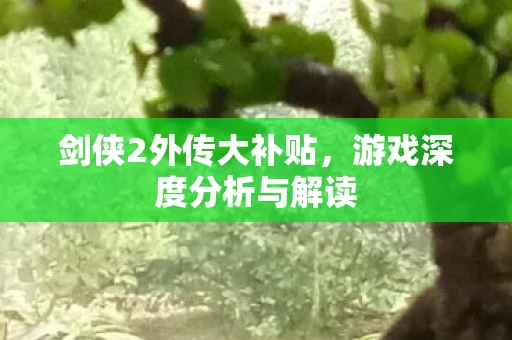 剑侠2外传大补贴，游戏深度分析与解读