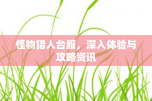 怪物猎人台服，深入体验与攻略资讯