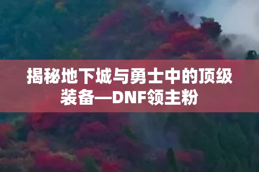 揭秘地下城与勇士中的顶级装备图片