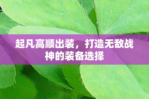 起凡高顺出装，打造无敌战神的装备选择