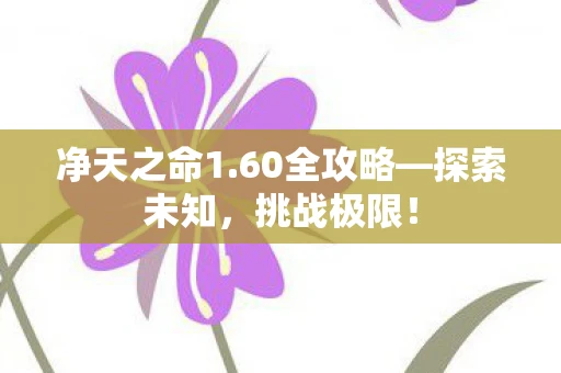 净天之命1.60全攻略—探索未知，挑战极限！