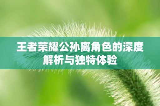 王者荣耀公孙离角色的深度解析与独特体验