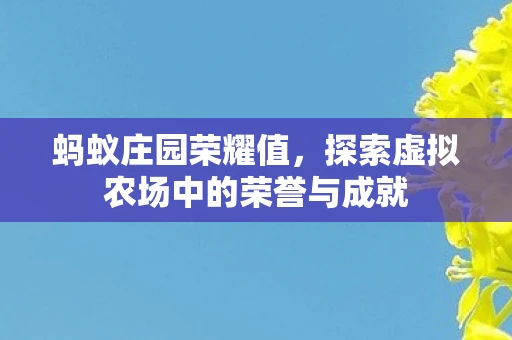 蚂蚁庄园荣耀值，探索虚拟农场中的荣誉与成就