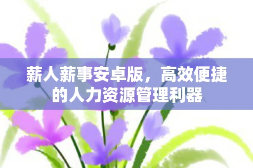 薪人薪事安卓版，高效便捷的人力资源管理利器