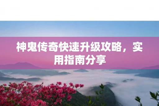 神鬼传奇快速升级攻略，实用指南分享