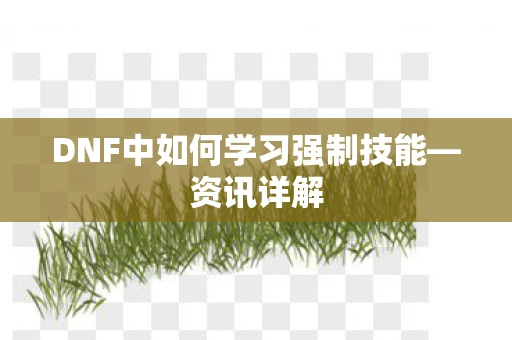 DNF中如何学习强制技能—资讯详解