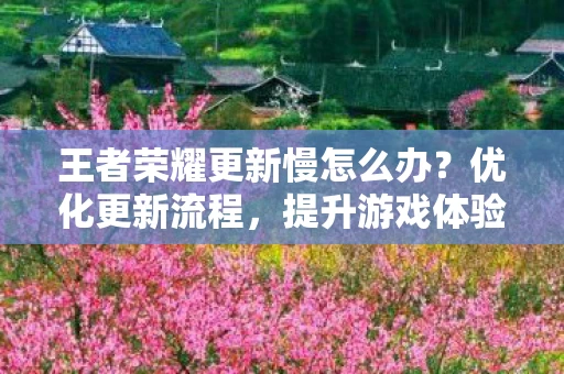 王者荣耀更新慢怎么办？优化更新流程，提升游戏体验