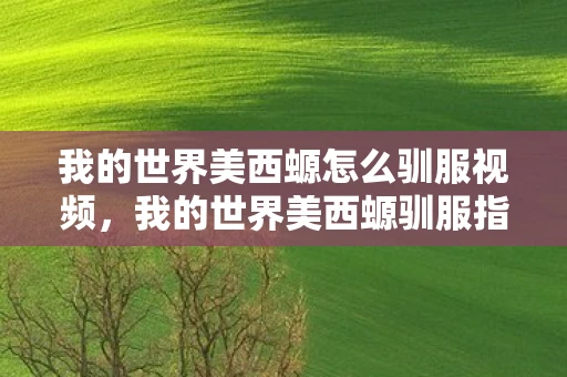 我的世界美西螈怎么驯服视频，我的世界美西螈驯服指南