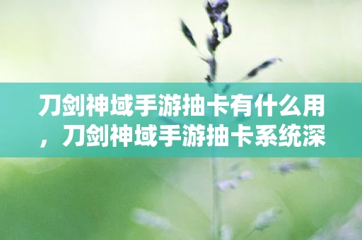 刀剑神域手游抽卡有什么用，刀剑神域手游抽卡系统深度解析