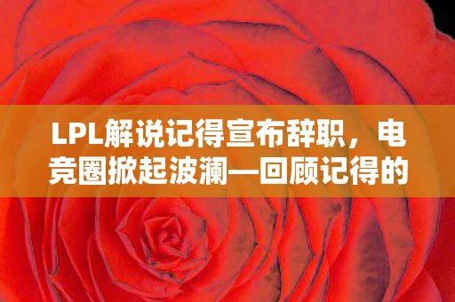 LPL解说记得宣布辞职，电竞圈掀起波澜—回顾记得的辉煌历程