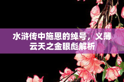 水浒传中施恩的绰号，义薄云天之金眼彪解析