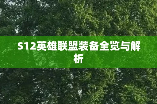 S12英雄联盟装备全览与解析