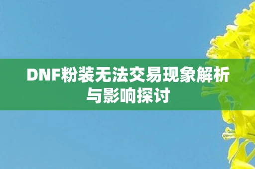 DNF粉装无法交易现象解析与影响探讨