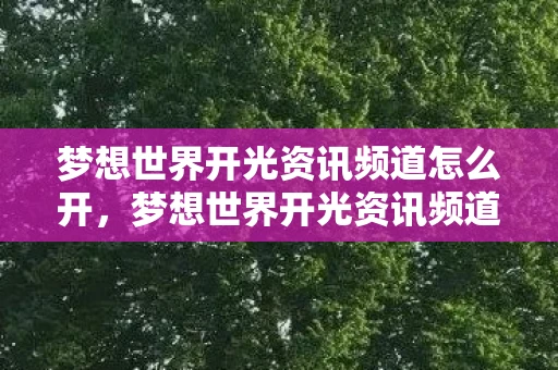 梦想世界开光资讯频道怎么开,梦想世界开光资讯频道—探索未知,追寻梦想的光芒 梦想世界开光资讯频道怎么开,梦想世界开光资讯频道—探索未知,追寻梦想的光芒