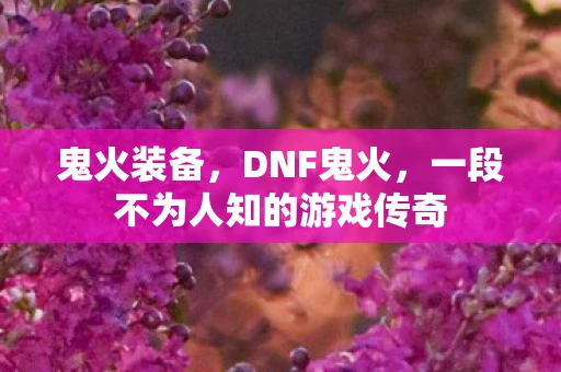 鬼火装备，DNF鬼火，一段不为人知的游戏传奇