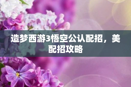造梦西游3悟空公认配招，美配招攻略