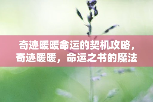 奇迹暖暖命运的契机攻略，奇迹暖暖，命运之书的魔法时尚之旅