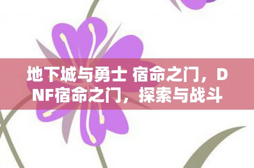 地下城与勇士 宿命之门,DNF宿命之门,探索与战斗的终极体验 地下城与勇士 宿命之门,DNF宿命之门,探索与战斗的终极体验