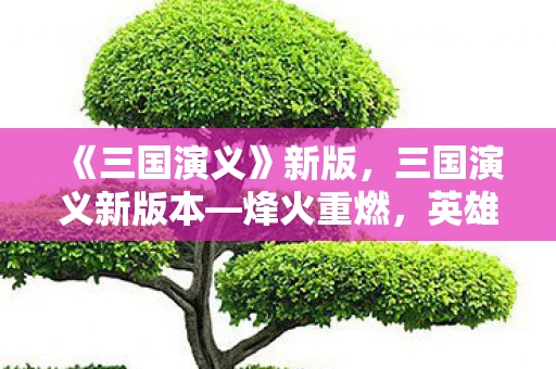 《三国演义》新版，三国演义新版本—烽火重燃，英雄再起