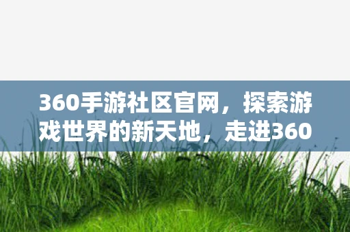 360手游社区官网，探索游戏世界的新天地，走进360手游社区—游戏爱好者的乐园