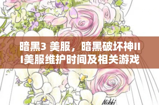 暗黑3 美服，暗黑破坏神III美服维护时间及相关游戏内容分析