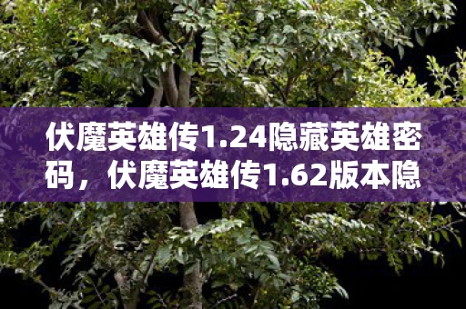 伏魔英雄传1.24隐藏英雄密码，伏魔英雄传1.62版本隐藏英雄密码大揭秘