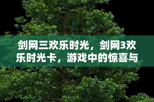 剑网三欢乐时光，剑网3欢乐时光卡，游戏中的惊喜与乐趣