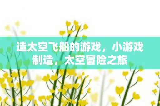 造太空飞船的游戏，小游戏制造，太空冒险之旅