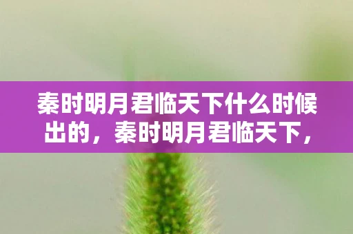秦时明月君临天下什么时候出的，秦时明月君临天下，一款备受期待的游戏的发布时间及相关解析