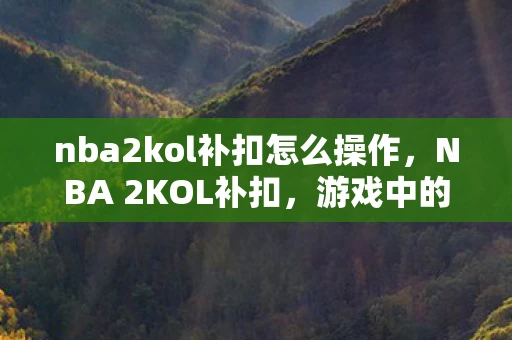 nba2kol补扣怎么操作，NBA 2KOL补扣，游戏中的制胜技巧与策略