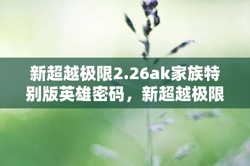 新超越极限2.26ak家族特别版英雄密码,新超越极限2.26 AK家族特别版密码攻略 新超越极限2.26ak家族特别版英雄密码,新超越极限2.26 AK家族特别版密码攻略