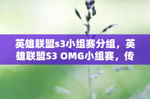英雄联盟s3小组赛分组，英雄联盟S3 OMG小组赛，传奇的起点