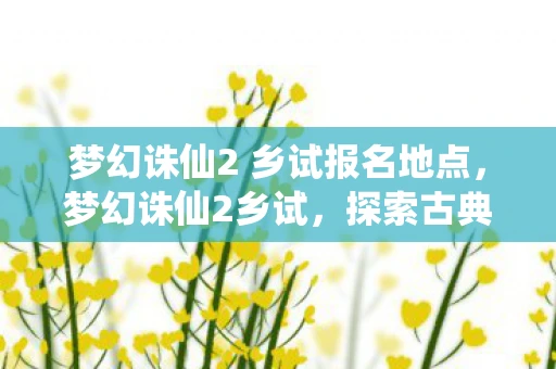 梦幻诛仙2 乡试报名地点,梦幻诛仙2乡试,探索古典仙侠世界的科举之旅 梦幻诛仙2 乡试报名地点,梦幻诛仙2乡试,探索古典仙侠世界的科举之旅