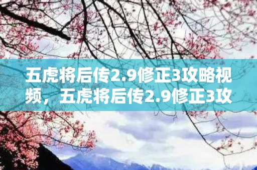 五虎将后传2.9修正3攻略视频，五虎将后传2.9修正3攻略，游戏详解与通关秘籍