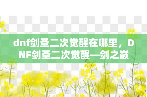 dnf剑圣二次觉醒在哪里,DNF剑圣二次觉醒—剑之巅峰,再燃辉煌 dnf剑圣二次觉醒在哪里,DNF剑圣二次觉醒—剑之巅峰,再燃辉煌