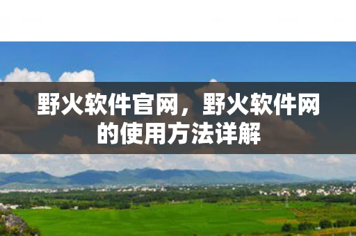 野火软件官网，野火软件网的使用方法详解