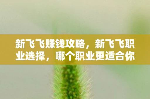新飞飞赚钱攻略，新飞飞职业选择，哪个职业更适合你？
