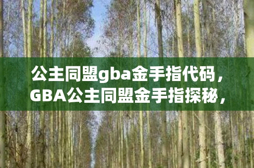 公主同盟gba金手指代码，GBA公主同盟金手指探秘，游戏内外的秘密世界