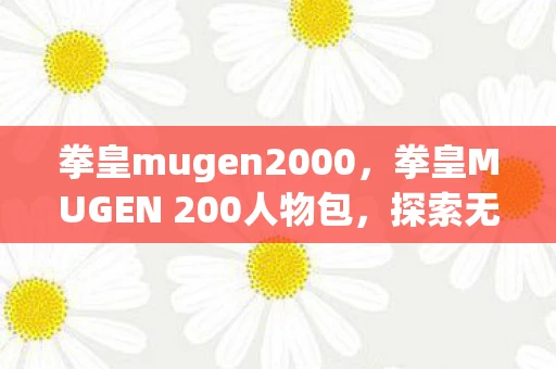 拳皇mugen2000,拳皇MUGEN 200人物包,探索无限可能,重燃格斗激情 拳皇mugen2000,拳皇MUGEN 200人物包,探索无限可能,重燃格斗激情