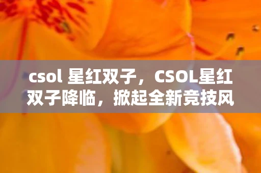 csol 星红双子，CSOL星红双子降临，掀起全新竞技风暴