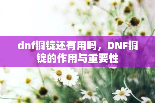 dnf铜锭还有用吗，DNF铜锭的作用与重要性