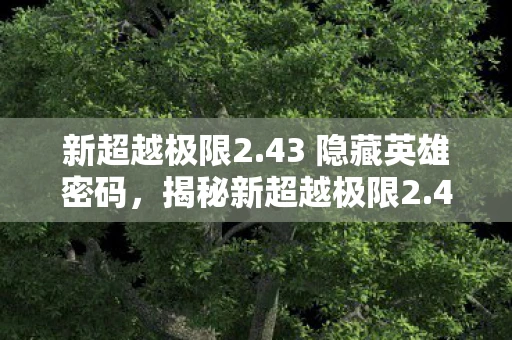 新超越极限2.43 隐藏英雄密码，揭秘新超越极限2.43h隐藏英雄密码，手游资讯频道全攻略